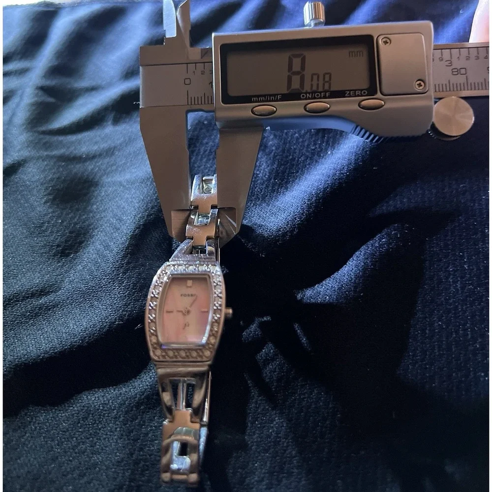 Fossil F2‎ Ladies Silver Tone Pink Dial Rhinestone 19mm Watch ES-9722